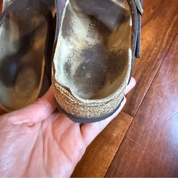 Tan and Black Thong Sandals with Contoured Footbed - Picture 6 of 16